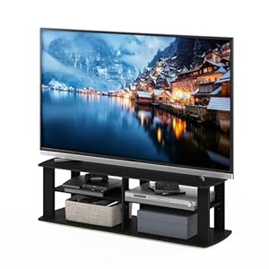 Furinno NELLY TV Stand 3-Tier Entertainment Center, Black