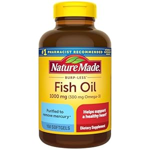 Nature Made Burp Less Fish Oil Omega 3 Supplements, 1000 mg, 150 Softgels
