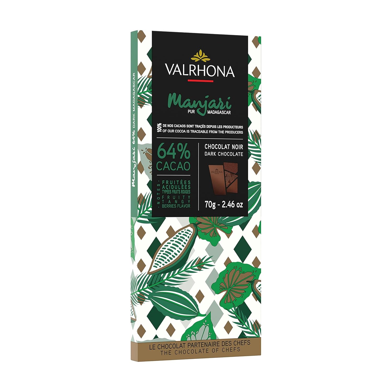 Valrhona Manjari 64% Dark Chocolate Bar, 2.46 oz