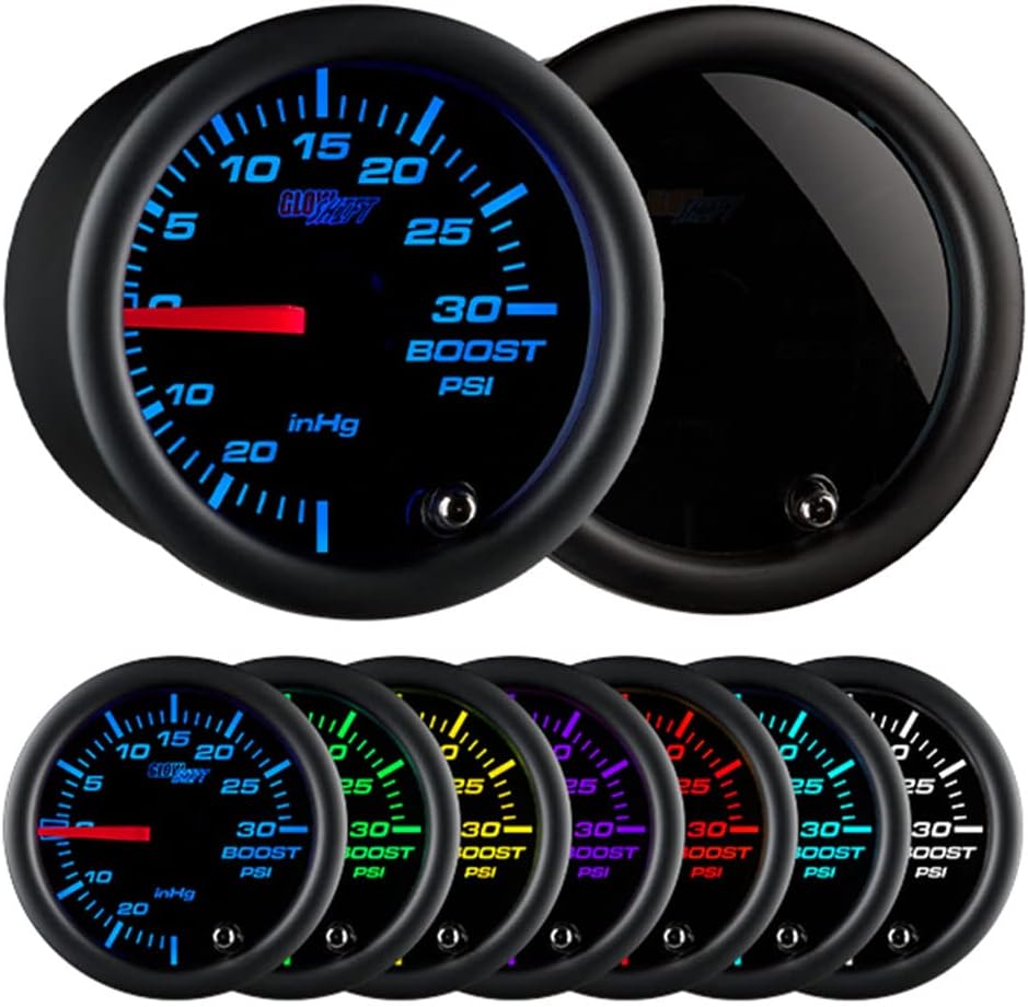 GlowShift Tinted 7 Color 30 PSI Turbo Boost/Vacuum Gauge Kit