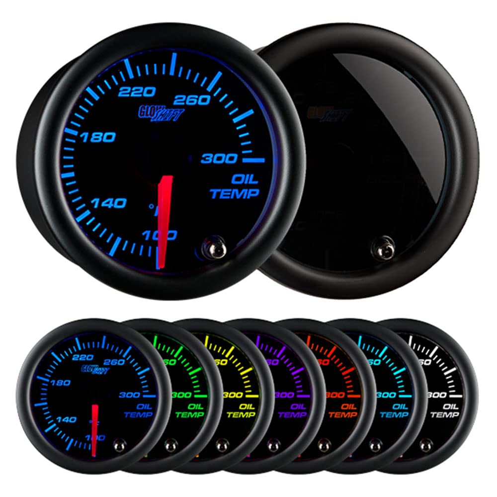 GlowShift Tinted 7 Color 300F Oil Temperature Gauge Kit