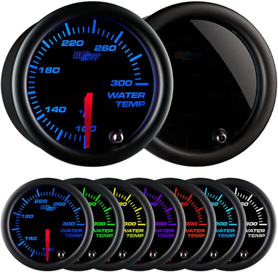 GlowShift Tinted 7 Color 300F Water Coolant Temperature Gauge Kit