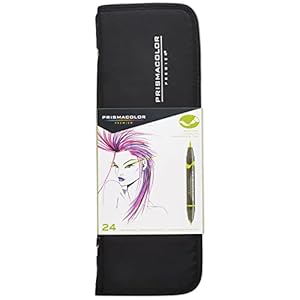 Prismacolor Premier Double-Ended Art Markers, Fine and Brush Tip, 24-Count with Carrying Case