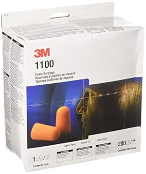 3M 1100 Foam Ear Plugs, 200-Pair, Orange