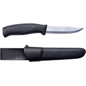 Morakniv Companion Stainless Steel Fixed-Blade Knife with Sheath, Black