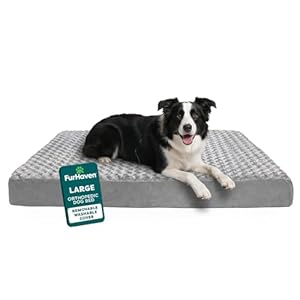 FurHaven Orthopedic Dog Bed for Large Dogs, Plush Faux Fur & Suede Mattress