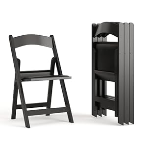 Flash Furniture Hercules Series Folding Chairs, Stackable Commercial Event Seats, Set of 4, Black