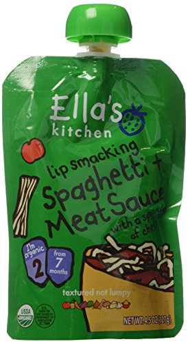 Ella's Kitchen Organic 6+ Months Baby Food, Lip Smacking Spaghetti and Meat Sauce, Stage 2, 4.5 oz Pouch