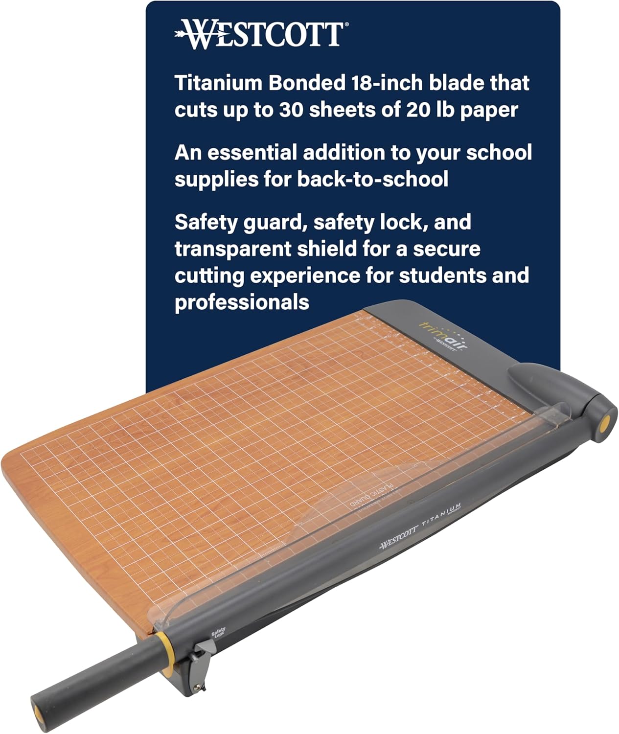 Westcott TrimAir Guillotine Paper Cutter, 18-Inch Titanium-Bonded Blade