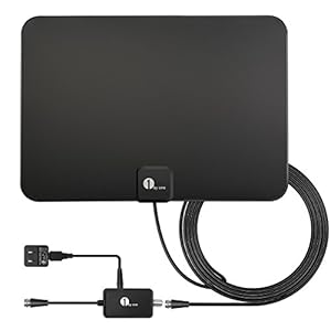 1byone 50-Mile Amplified HDTV Antenna with Detachable Amplifier Signal Booster