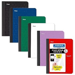Five Star Composition Notebooks, 6 Pack, College Ruled, 100 Sheets