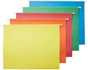 Amazon Basics Hanging Organizer File Folders, Assorted Colors, Letter Size, 25-Pack