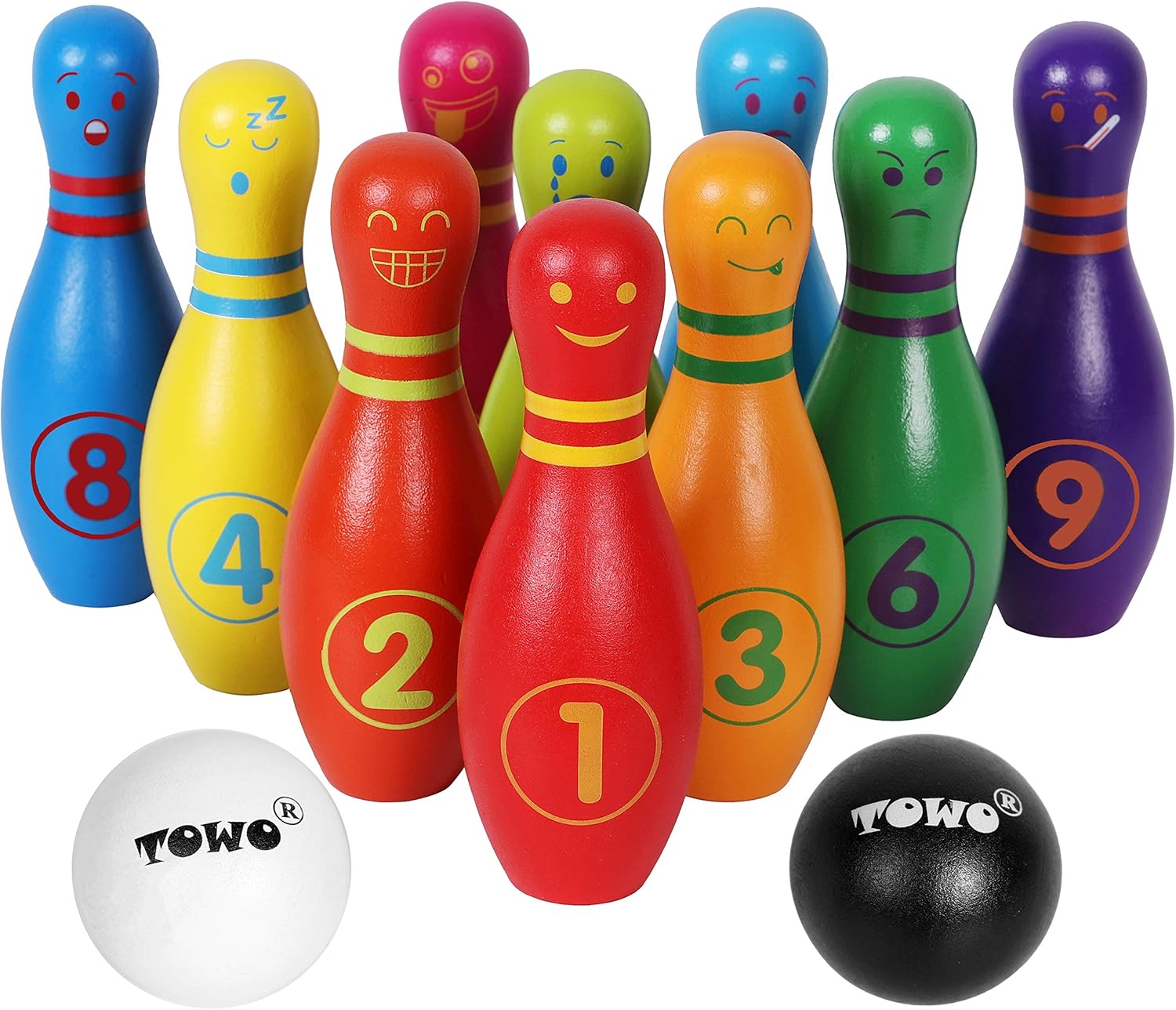 TOWO Wooden Skittles Set for Children