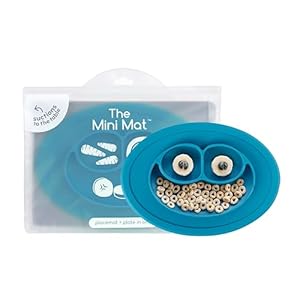 ezpz Mini Mat - 100% Silicone Suction Placemat + Plate (Blue)