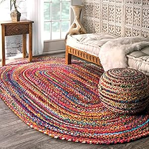 nuLOOM Tammara Bohemian Hand Braided 3'x5' Multi Oval Area Rug