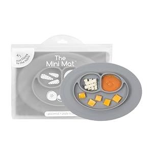 ezpz Mini Mat - 100% Silicone Suction Placemat + Plate (Gray)