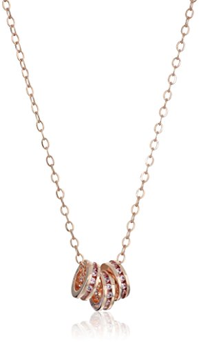 Amazon Collection Rose Gold Plated Sterling Silver Cubic Zirconia Pendant Necklace 18"