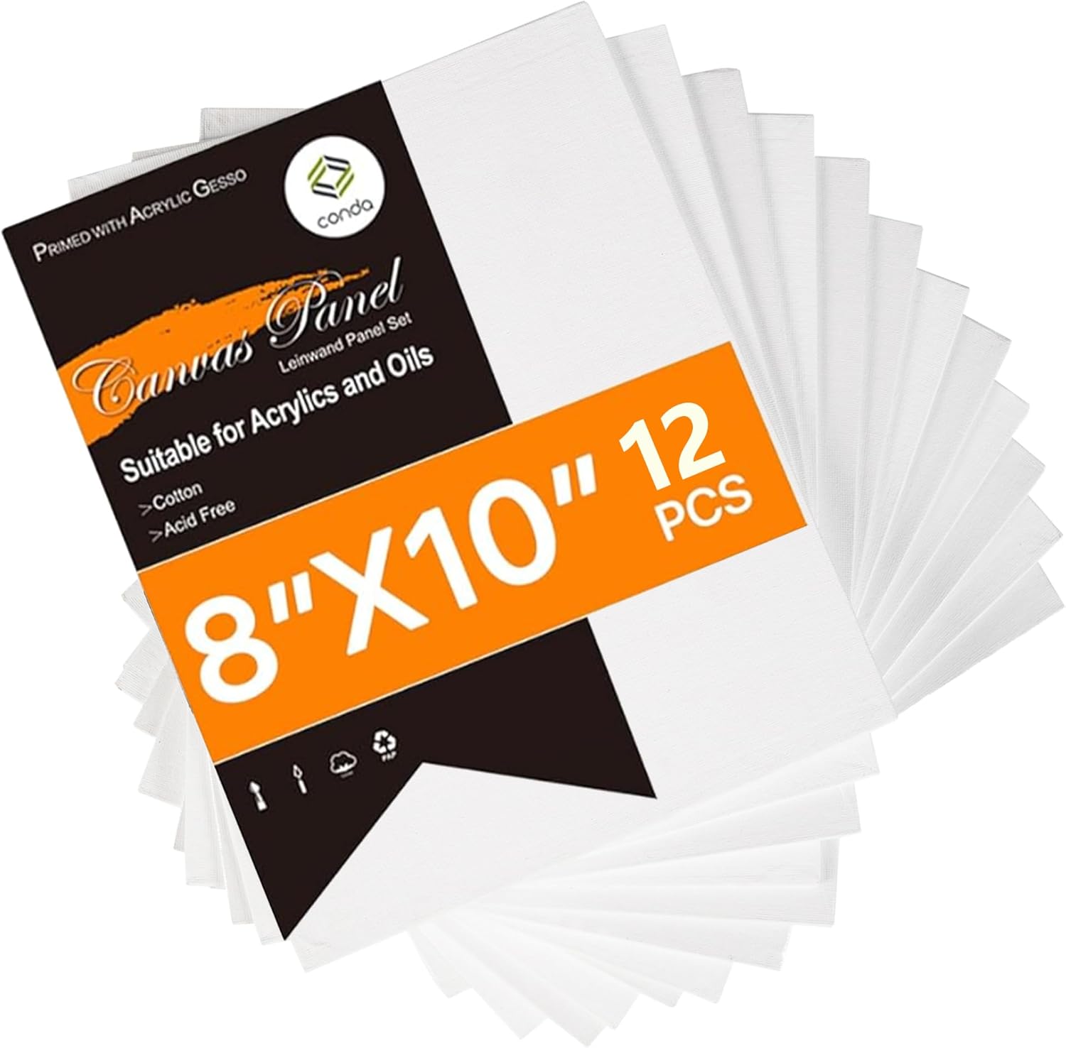 CONDA Canvas Boards for Painting 8x10 Inch, 12-Pack