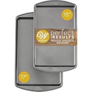 Wilton Perfect Results Premium Non-Stick Bakeware Cookie Baking Sheets Set, 2-Piece, Steel