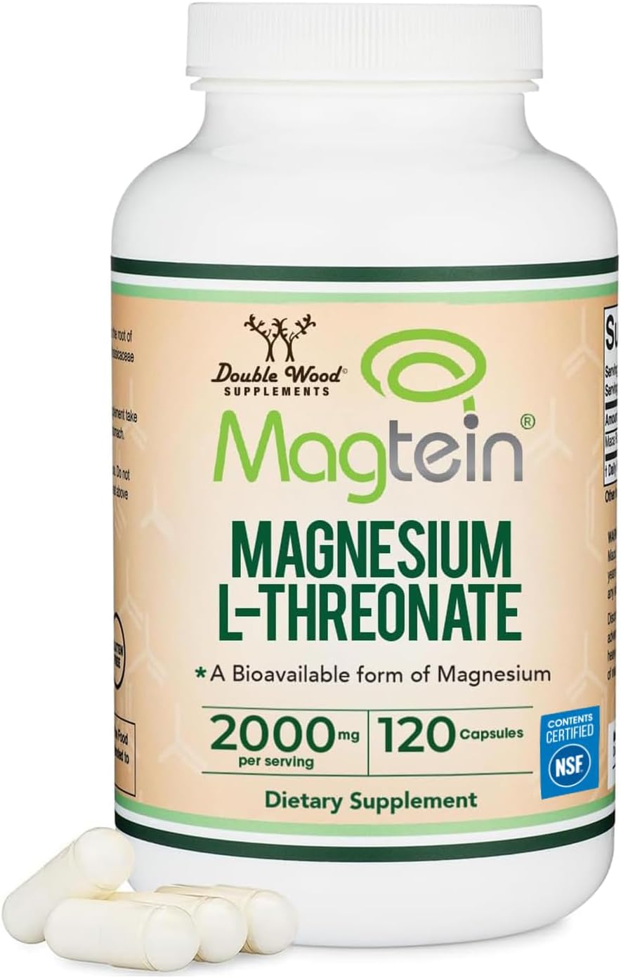 Magnesium L Threonate Magtein NSF Certified Sleep and Cognitive Support, 120 Capsules