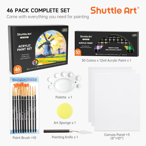 Shuttle Art Acrylic Paint Set, 30 x 12ml Tubes