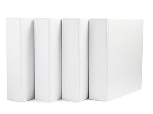 Amazon Basics 3 Ring Binders, 2 Inch D-Ring, White, 4 Pack