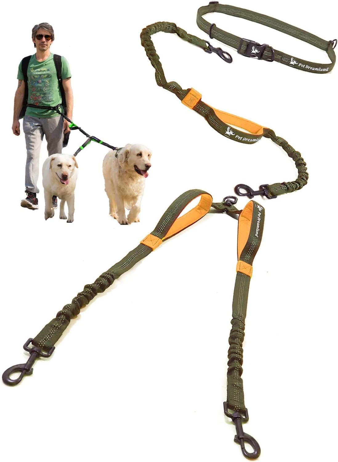 SparklyPets Hands Free Double Dog Leash