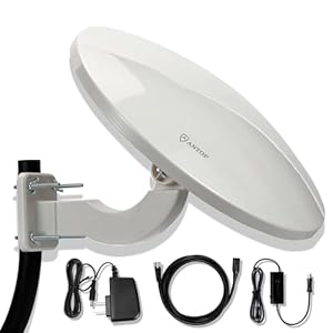 ANTOP AT-414B 360° Omni-Directional Outdoor HDTV Antenna 65 Miles with 4G LTE Filter