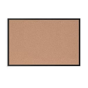 U Brands Cork Bulletin Board, 36" x 24", Black Aluminum Frame