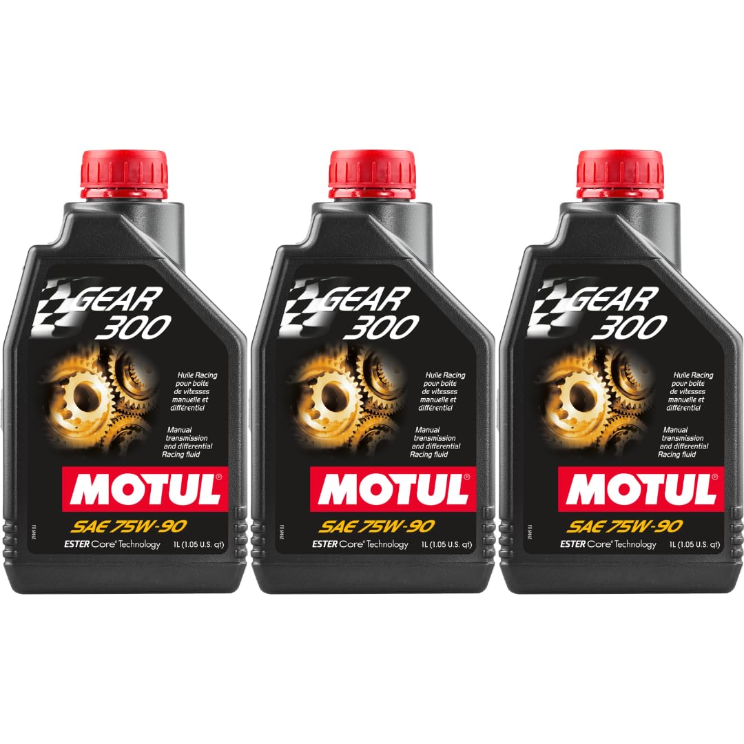 Motul Gear 300 75W-90 100% Synthetic Gear Oil, 1 Liter (3-Pack)