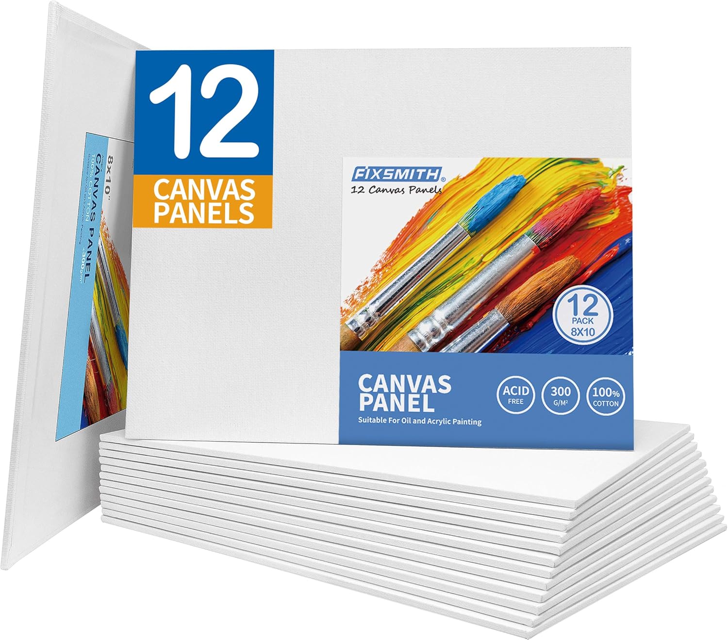 FIXSMITH Canvas Boards for Painting 8x10 Inch, 12-Pack