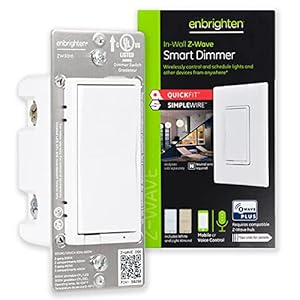Enbrighten Z-Wave Light Dimmer with QuickFit & SimpleWire, 3-Way Ready, Works with Alexa, Google Assistant, ZWave Hub Required, White & Almond, 46203