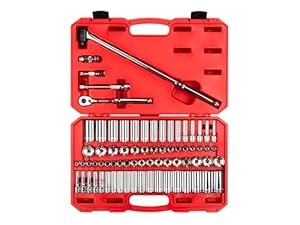 TEKTON 3/8 Inch Drive 6-Point Socket and Ratchet Set, 73-Piece