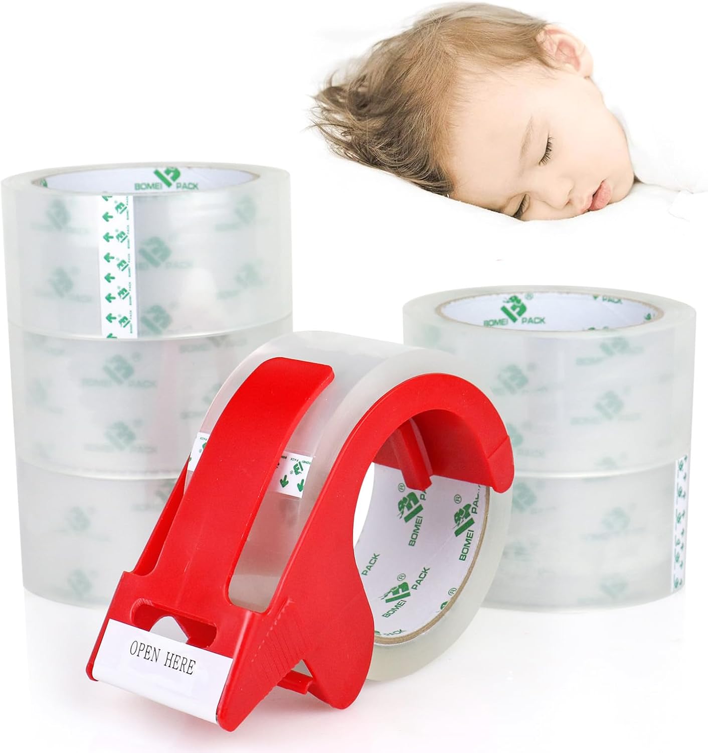 BOMEI PACK No Noise Quiet Clear Packing Tape Heavy Duty