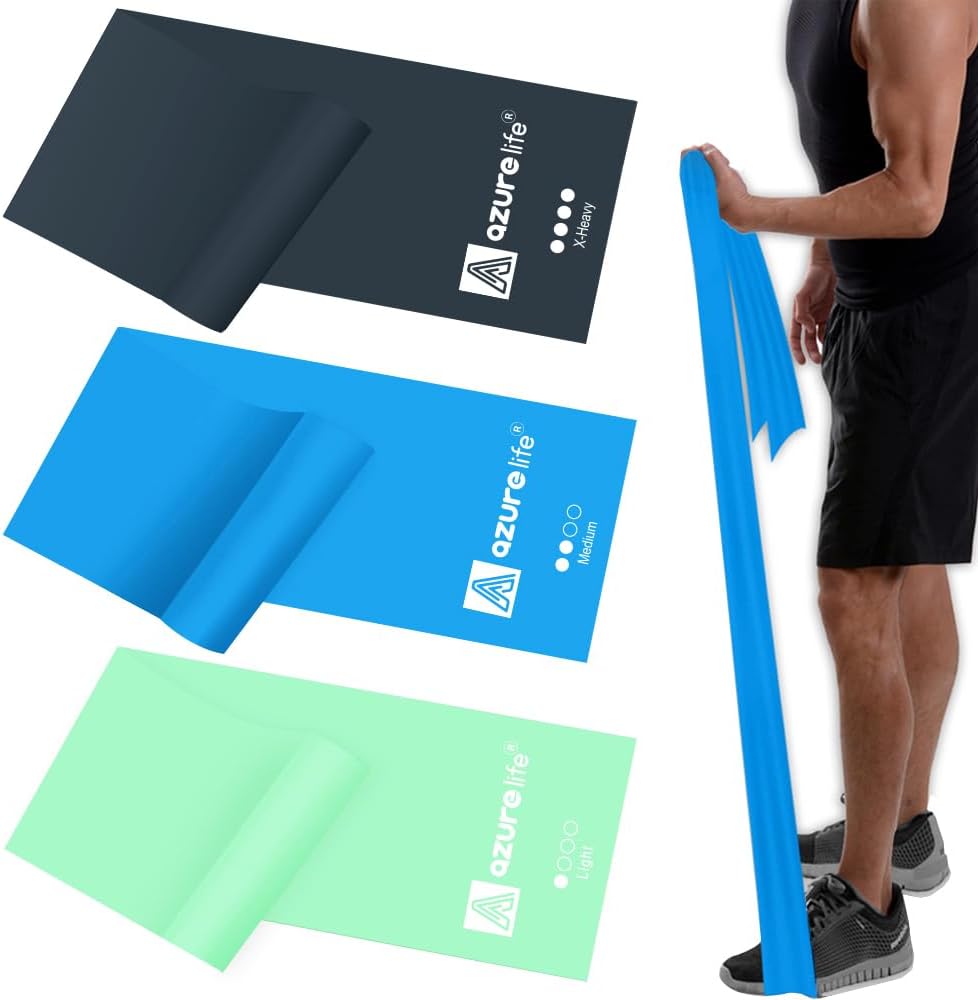 A AZURELIFE Resistance Bands, Professional Long Non-Latex Elastic Stretch Bands