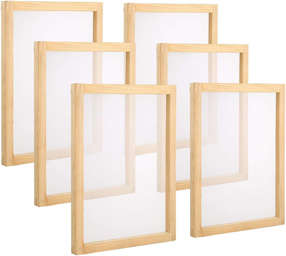 Pllieay 6 Pieces Wood Silk Screen Printing Frames, 10×14 Inch, 110 Mesh