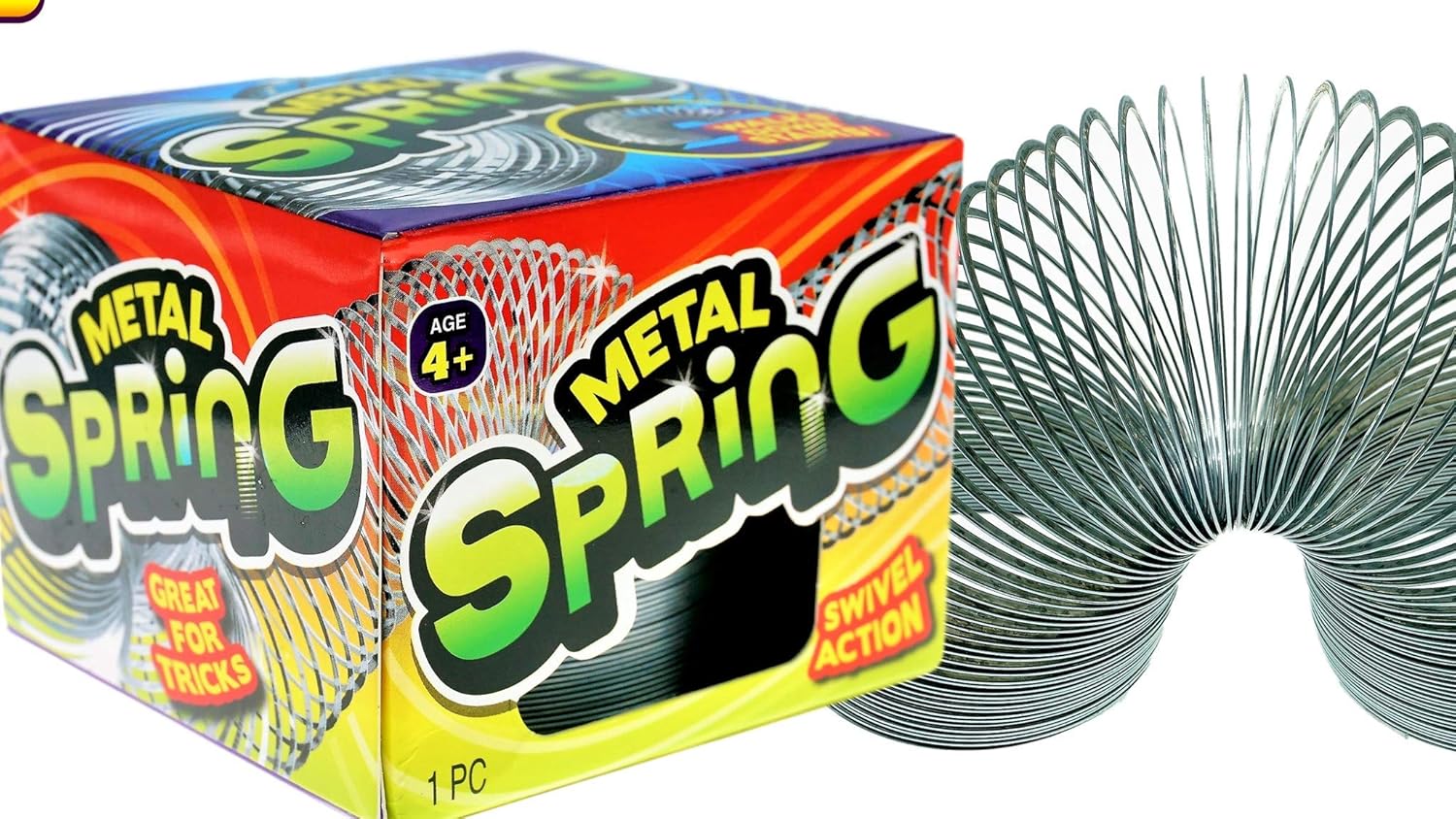 JA-RU Jumbo Silver Metal Spring (1 Toy) 2.5 Inch Coil Vintage Toy