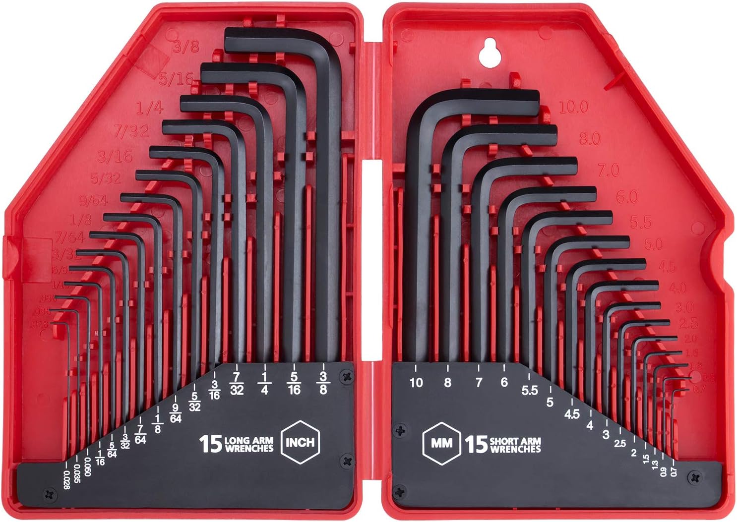 EFFICERE 30-Piece Premium Hex Key Allen Wrench Set, SAE and Metric, L Shape, Chrome Vanadium Steel