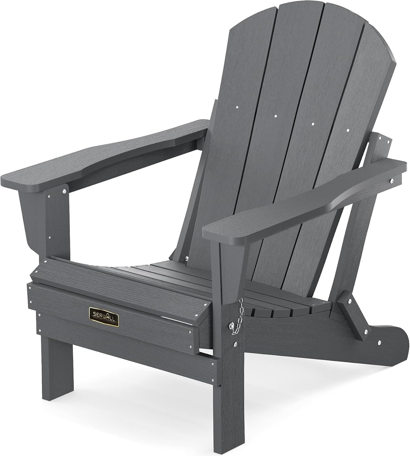 SERWALL Folding Adirondack Chair, Gray