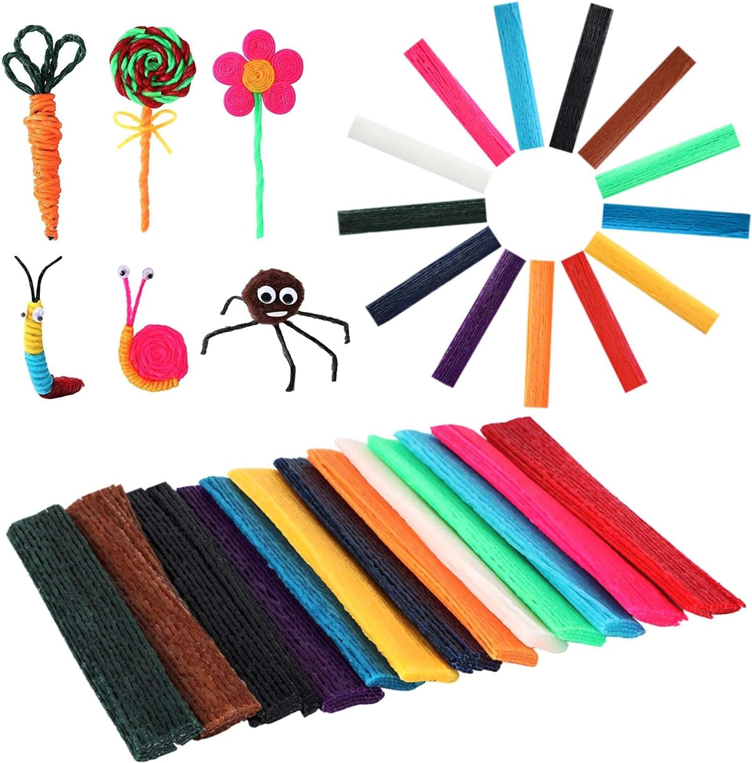 UPINS 1000PCS Wax Craft Sticks Bendable Sticky Wax Yarn Sticks in 13 Colors