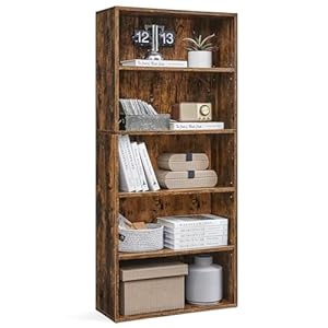 VASAGLE 5-Tier Bookcase, Rustic Brown