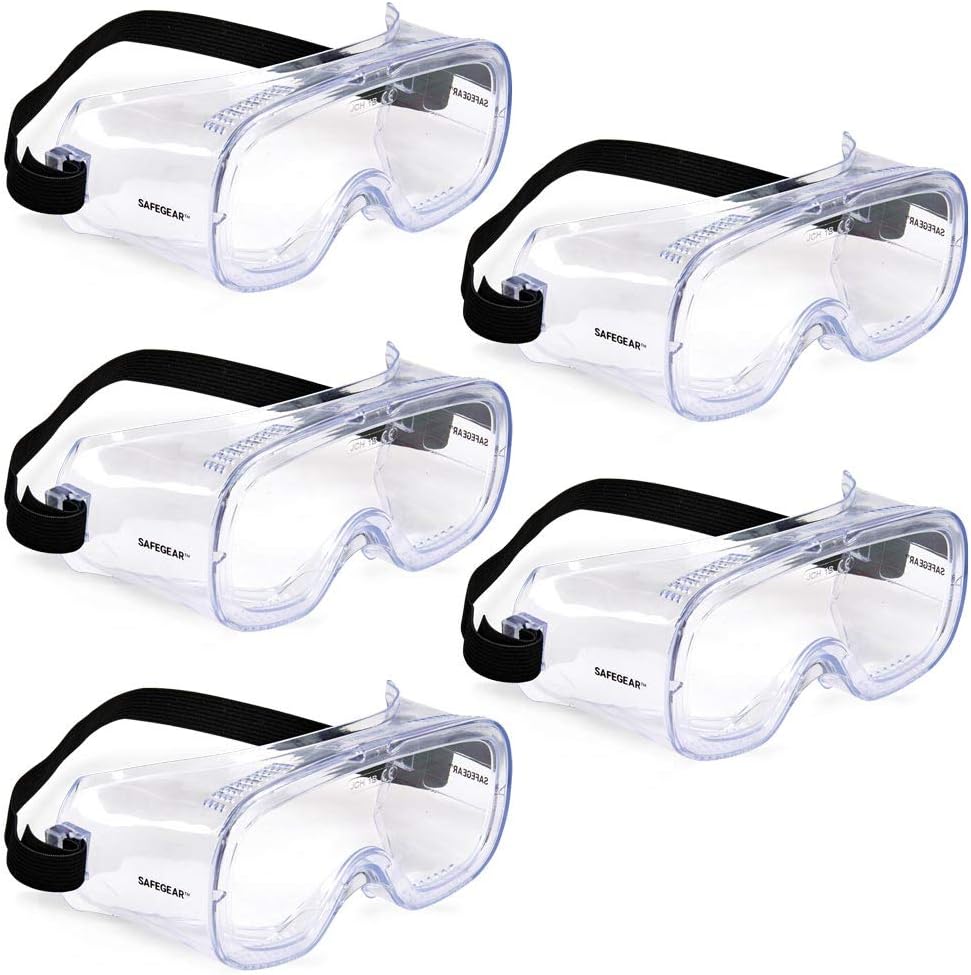 SAFEGEAR Direct Vent Safety Goggles 5-pack Anti-Fog Anti-Scratch ANSI Z87.1