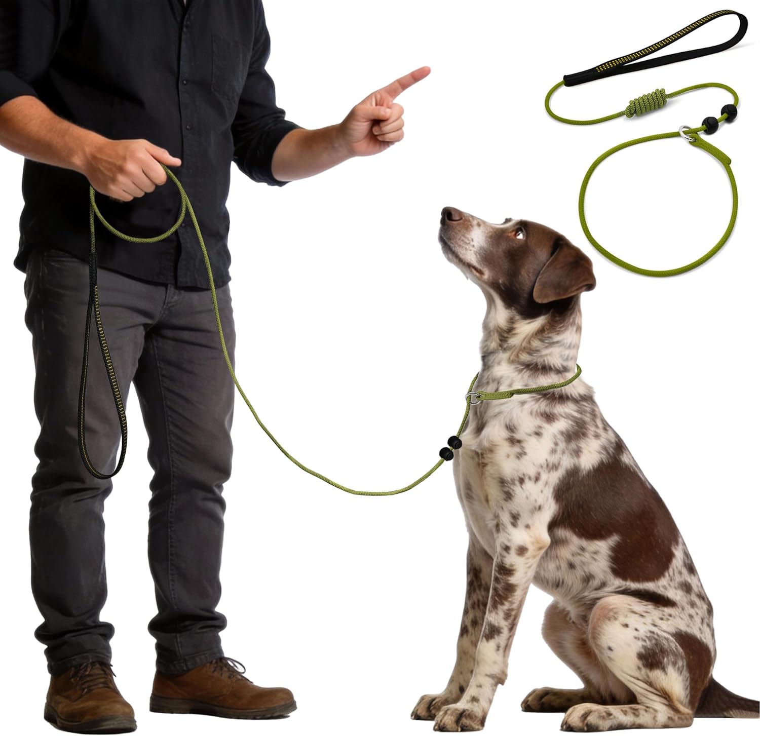 BeauGo Slip Lead for Dogs, 3.6 ft, 2-in-1 Training Lead and Collar