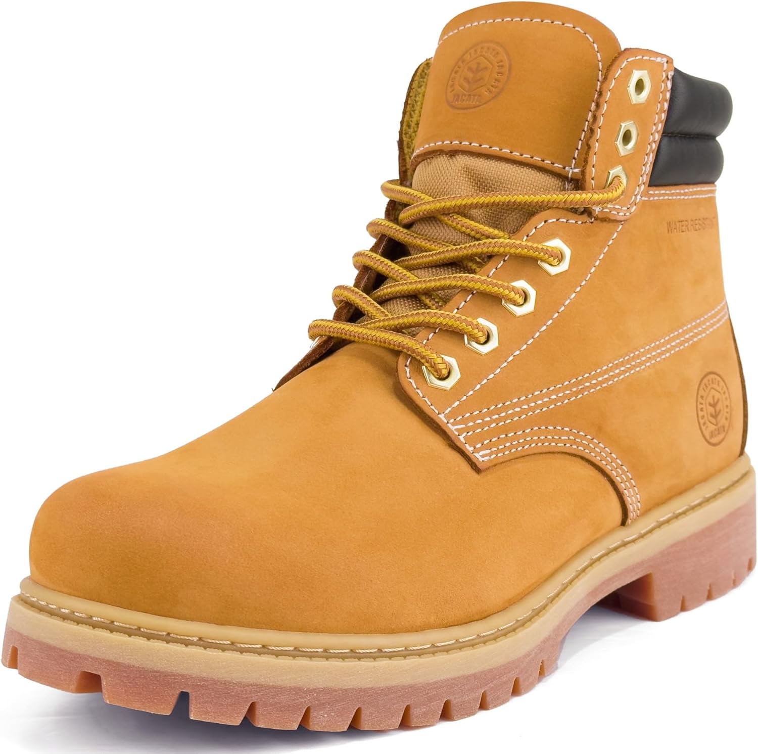 Jacata Men's Water Resistant Leather Work Boot Rubber Sole Construction Oil Resistant Utility Industrial Boots
