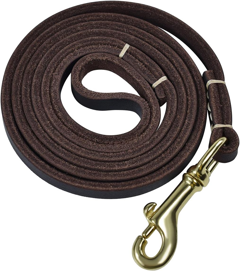 LUXACO Genuine Leather Dog Leash — 4ft / 5ft / 6ft, Medium and Small Dogs, Black
