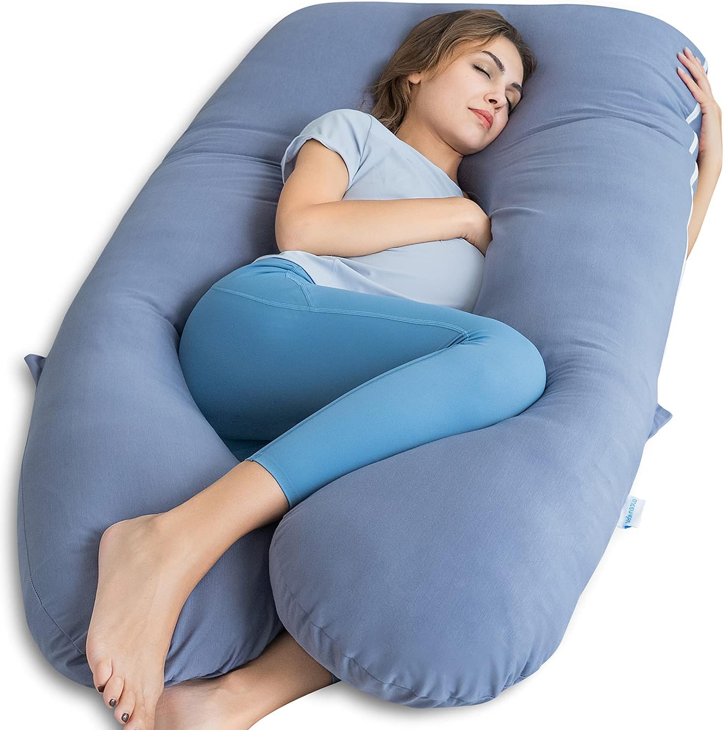 QUEEN ROSE U-Shaped Full Body Pregnancy Pillow with Cooling Silky Cover