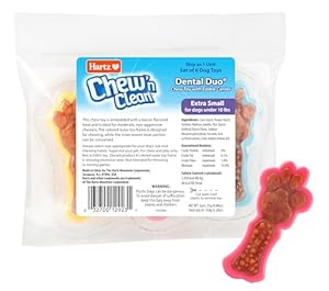 Hartz Chew N' Clean Dental Duo Dog Treat & Chew Toy, Extra Small