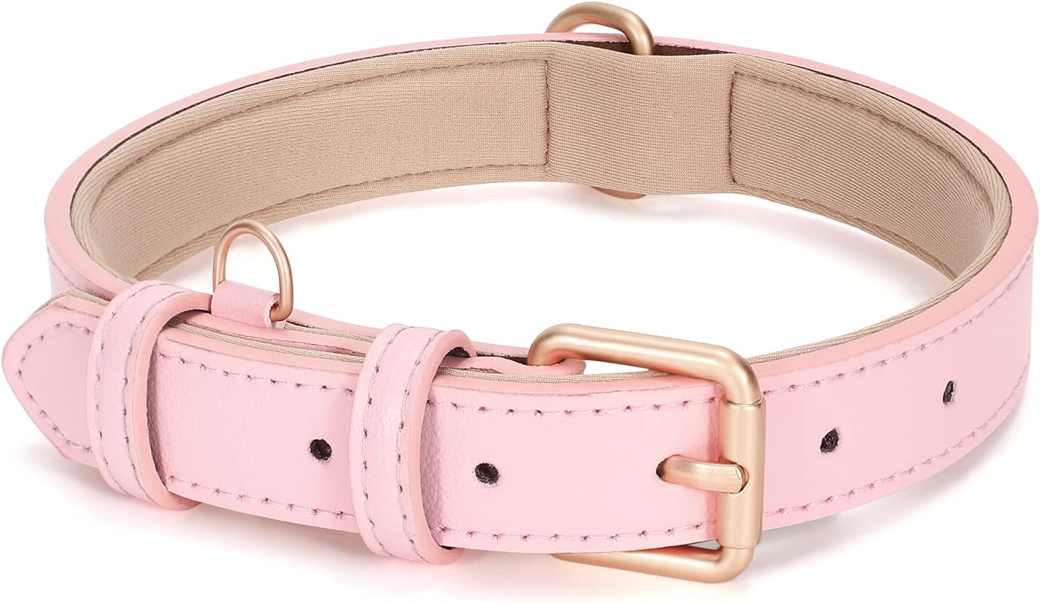WHIPPY Leather Dog Collar — Adjustable Soft Breathable Padded, Alloy Buckle, Small