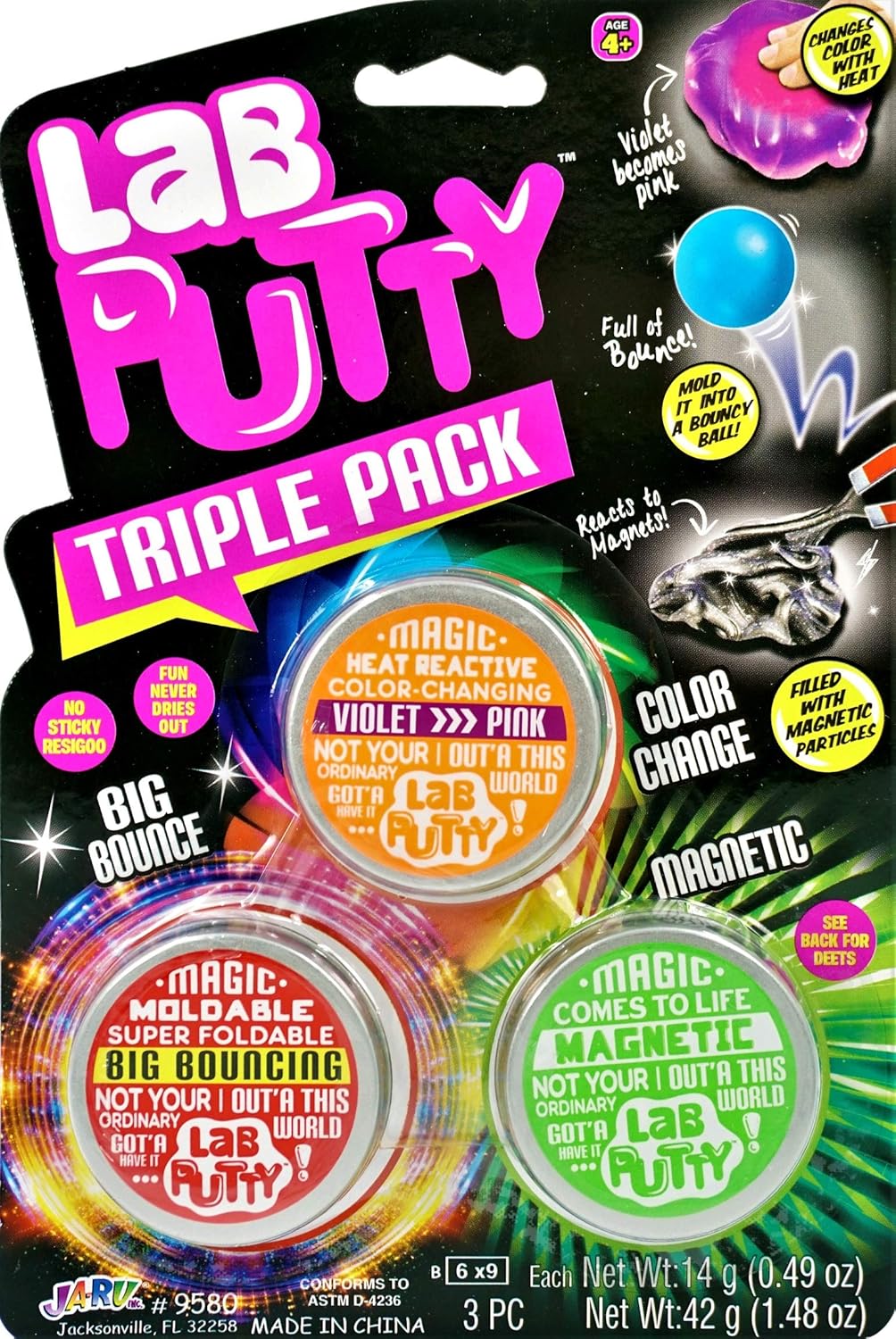 JA-RU Lab Putty Bundle Set (3 Units - Glow, Bouncing, Magnetic, Color-Changing)