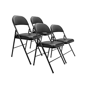Amazon Basics Vinyl-Padded Metal Steel Folding Chairs for Events, Black, 4-Pack